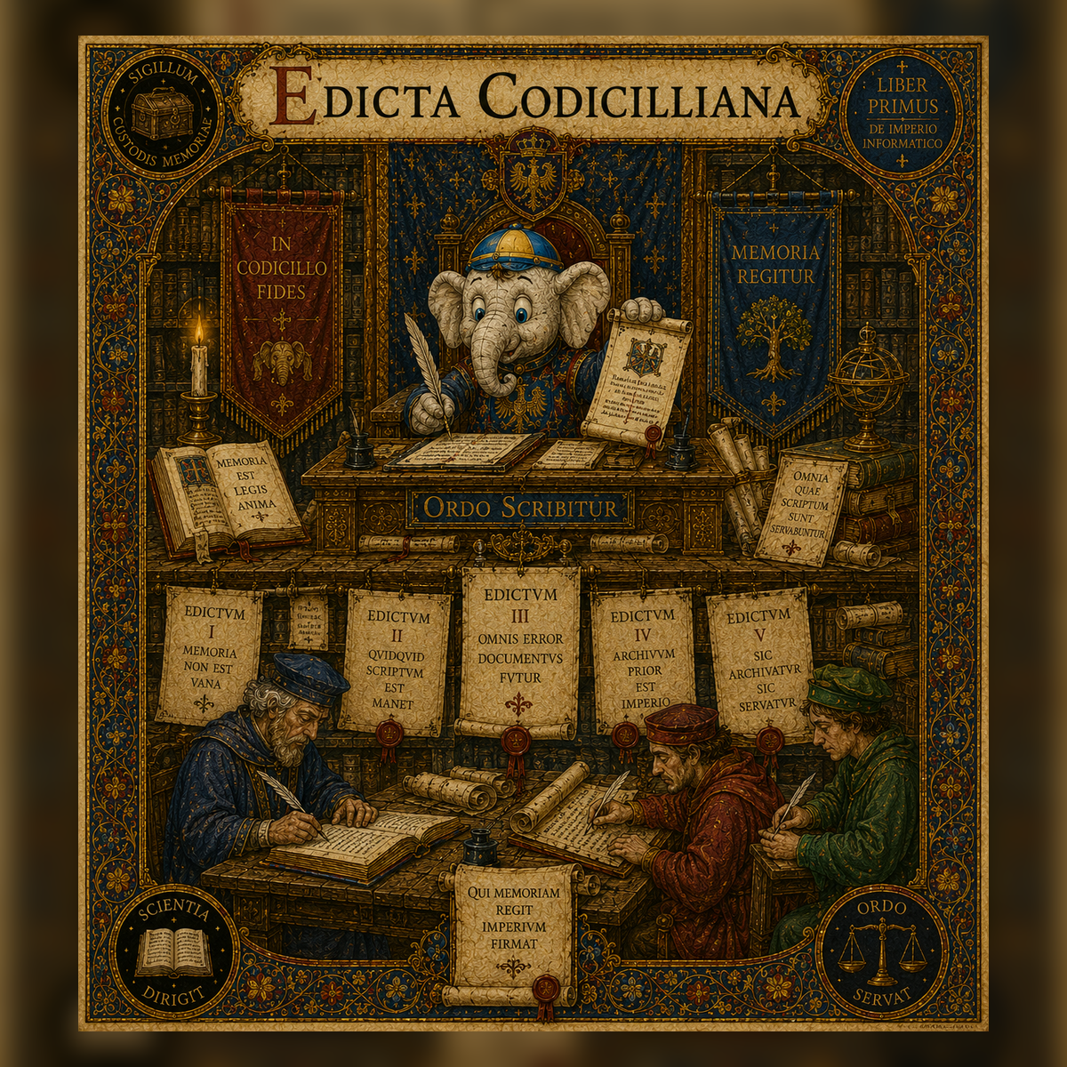 Codicillus emana editti e formule normative per custodire la continuita dell archivio.