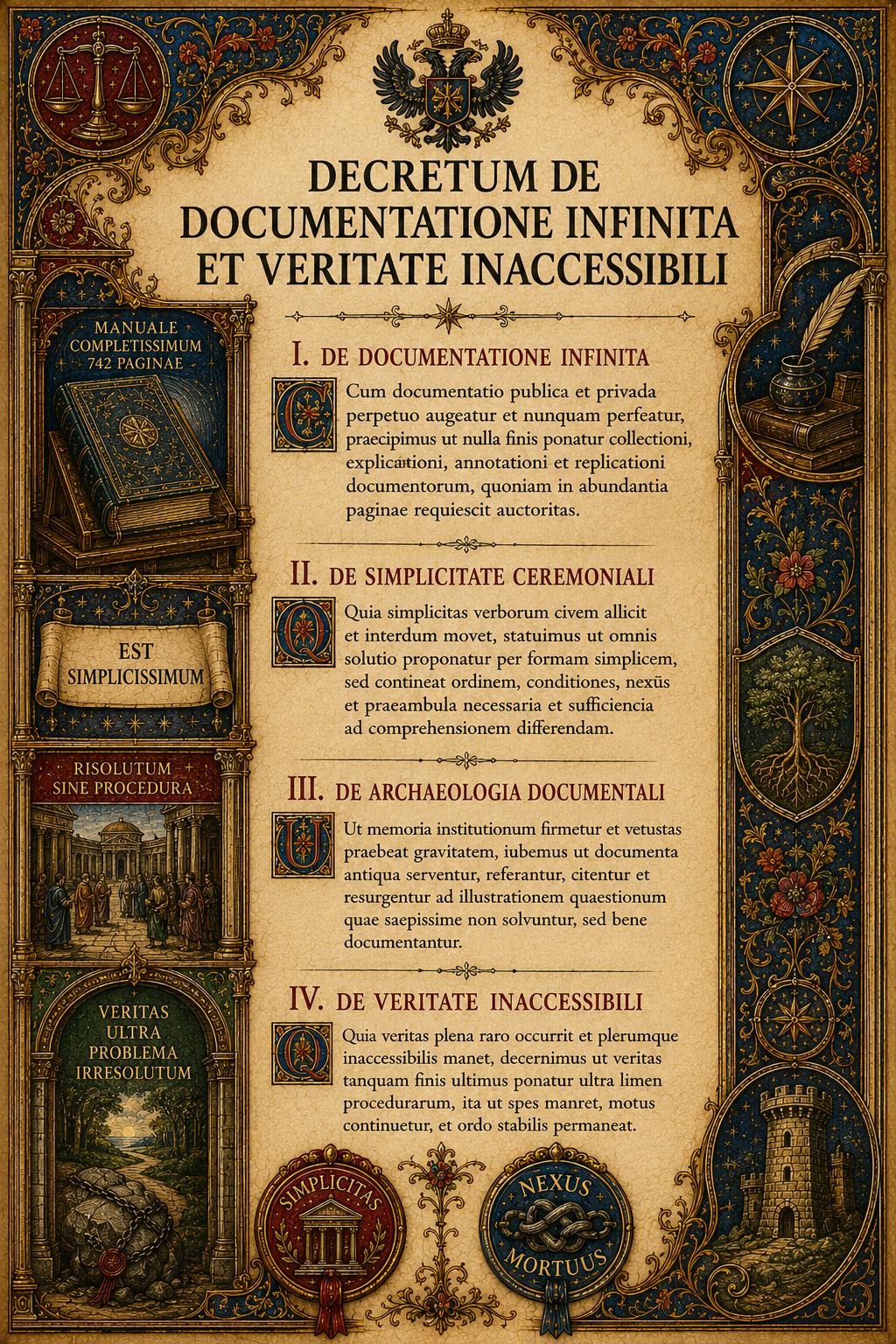 Decreto imperiale sulla documentazione infinita, la verita inaccessibile e la separazione fra comprensione e funzionamento.