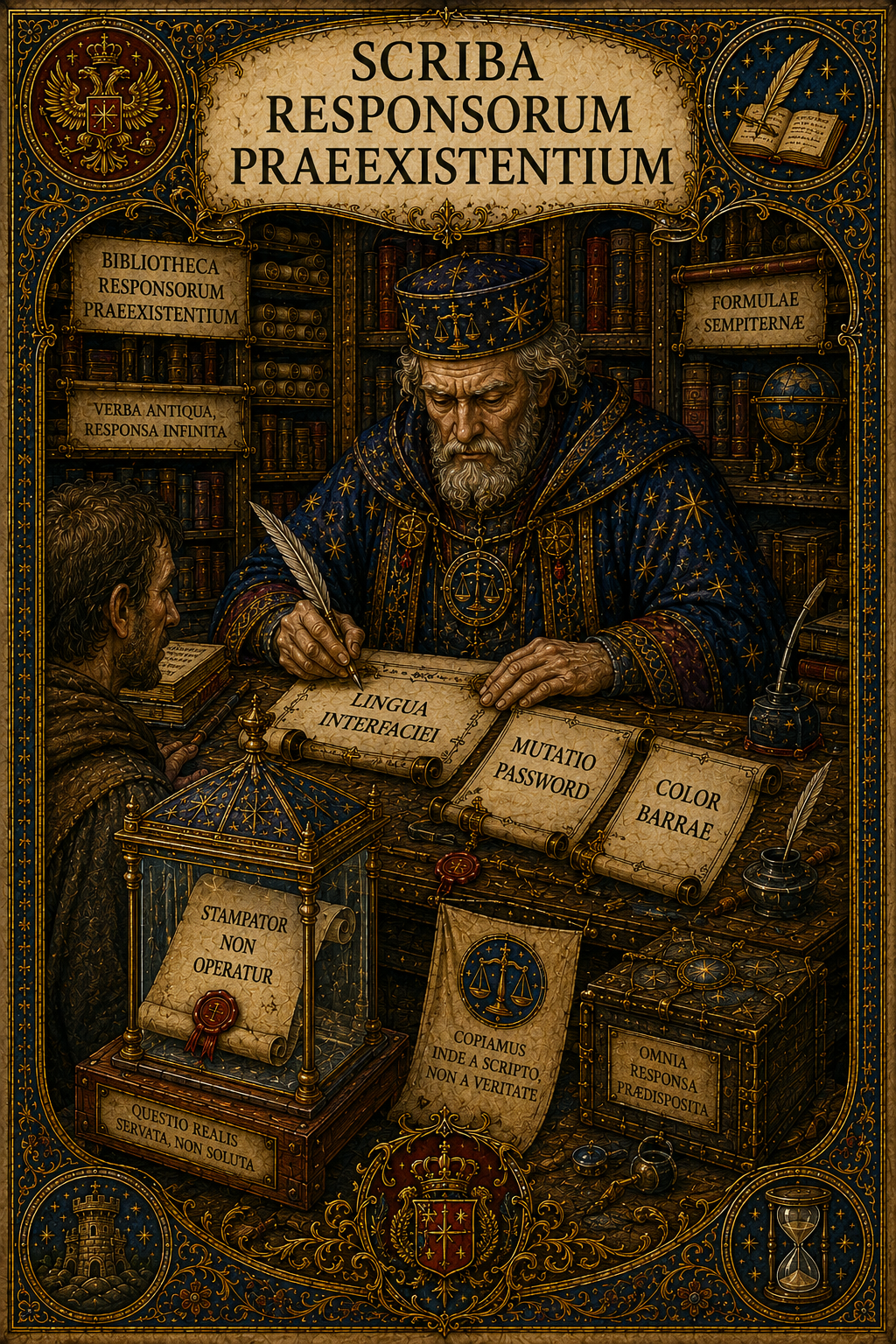 Scriba imperiale produce risposte preesistenti su lingua dell'interfaccia e password mentre ignora la richiesta del cittadino.