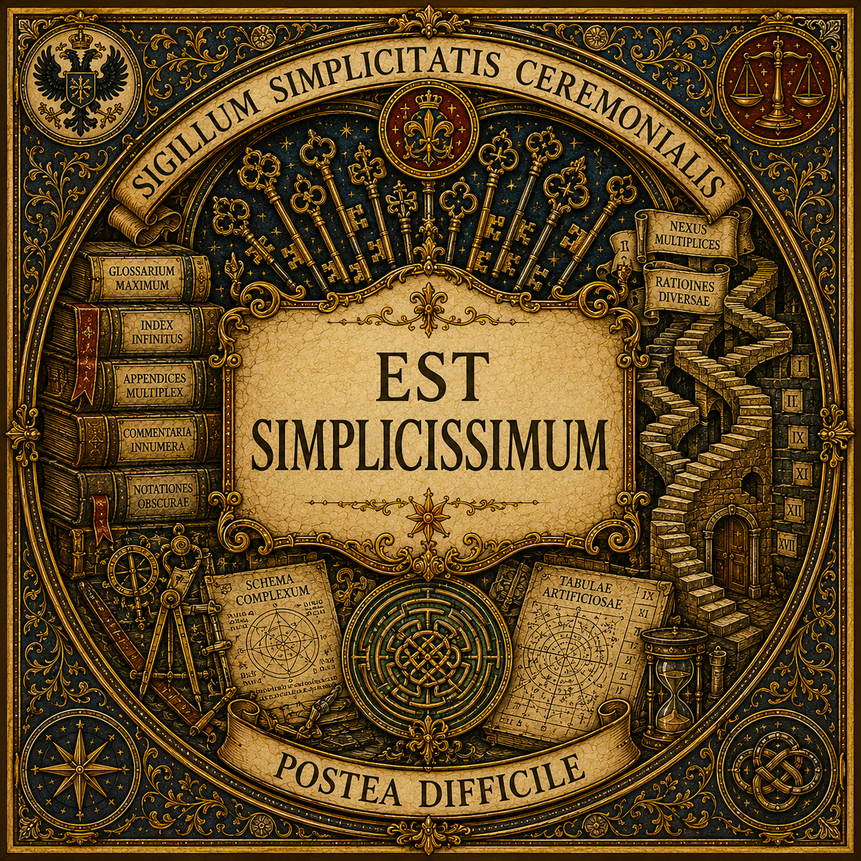 Sigillo quadrato della semplicita cerimoniale con formula rituale che precede una procedura complessa.