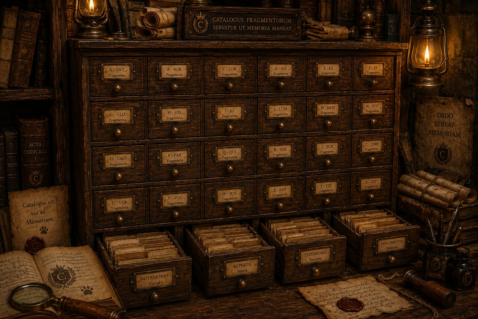 Cassetti catalogo dell’Archivium