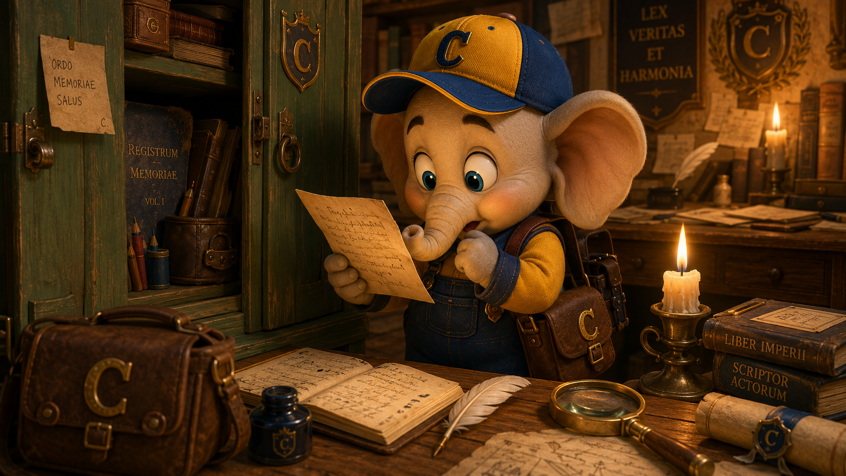 Codicillus legge un antico foglio ritrovato nello Scriptorium.